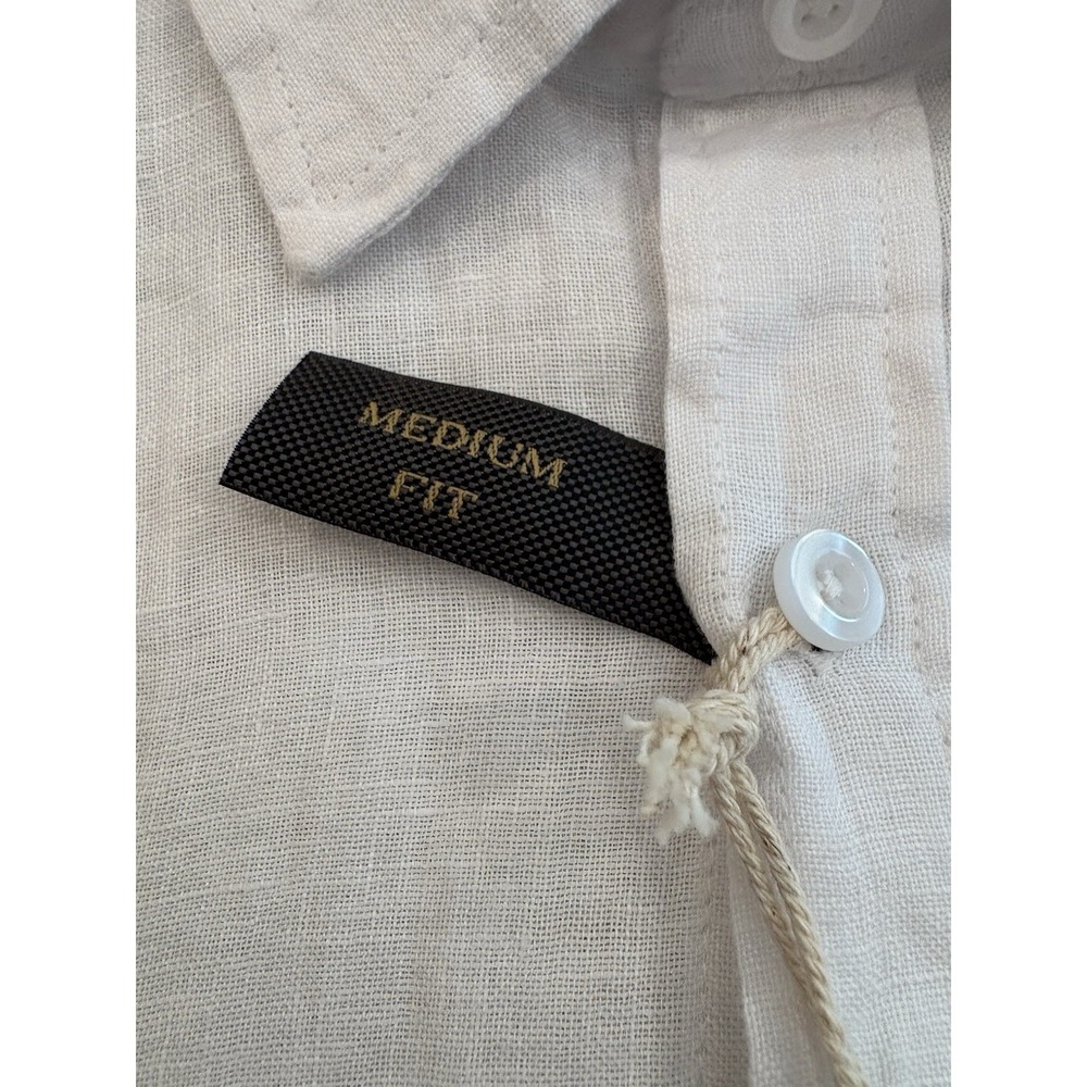 Richmond Linen Shirt L White Long Sleeve Beach Boating Cocktails - Picture 9 of 11